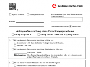 Muster eines Antrag auf Auszahlung des AVGS